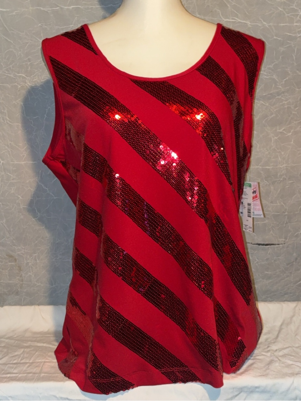NWT Covington Petite Red Sequin Tank Top XLP